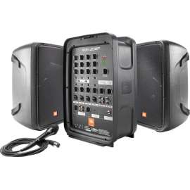 Harman JBL 8" Packaged PA System With 8-channel Integrated Mixer - 300 W Amplifier - Cable Microphone - AC Supply - Built-in Amplifier - 2 x Speakers - 1 x Microphones - Bluetooth - Portable