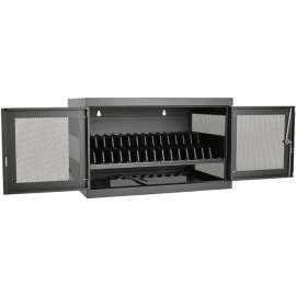 Tripp Lite 16-Port AC Charging Storage Station w/ Cart Options Chromebook Laptop Tablet, 18.8" Height x 30.3" Width x 21.6" Depth, Floor, Wall Mountable, Desktop, Tabletop, Countertop, Steel, Black