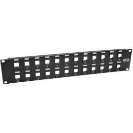 Tripp Lite 24-Port 2U Rack-Mount Unshielded Blank Keystone/Multimedia Patch Panel RJ45 Ethernet USB HDMI Cat5e/6 - 24 Port(s) - 2U High - Black - 19" Wide - Rack-mountable