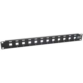 Tripp Lite 12-Port 1U Rack-Mount Unshielded Blank Keystone/Multimedia Patch Panel RJ45 Ethernet USB HDMI Cat5e/6, 12 Port(s), 1U High, Black, 19" Wide