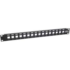 Tripp Lite 16-Port 1U Rack-Mount Unshielded Blank Keystone/Multimedia Patch Panel RJ45 Ethernet USB HDMI Cat5e/6, 16 Port(s), 1U High, Black, 19" Wide