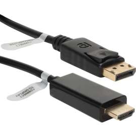 QVS 15ft DisplayPort to HDMI Digital A/V Cable, 15 ft DisplayPort/HDMI A/V Cable for Projector, Monitor, Audio/Video Device, HDTV, First End: 1 x DisplayPort 1.1 Digital Audio/Video, Male, Second End: 1 x HDMI Digital Audio/Video