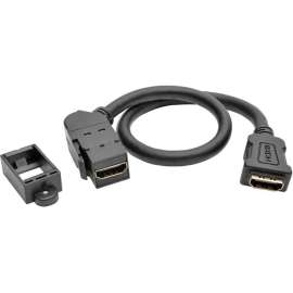 Tripp Lite HDMI Coupler Keystone Panel Mount All-in-One Angled F/F Black 1', HDMI for Home Theater System, Monitor, Blu-ray Player, 1 ft, 1 x HDMI Female Digital Audio/Video, 1 x HDMI Female Digital Audio/Video