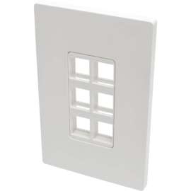 Tripp Lite Single-Gang 6-Port Wall Plate Keystone Cat5/6 USB HDMI Dport RCA, 6 x Total Number of Socket(s), 1-gang, White, Polycarbonate