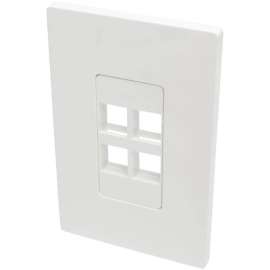 Tripp Lite Single-Gang 4-Port Wall Plate Keystone Cat5/6 USB HDMI Dport RCA, 4 x Total Number of Socket(s), 1-gang, White, Polycarbonate