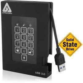 Apricorn Mass Storag Apricorn Aegis Padlock Fortress A25-3PL256-S2000F 2 TB Solid State Drive, 2.5" External, Black, USB 3.0