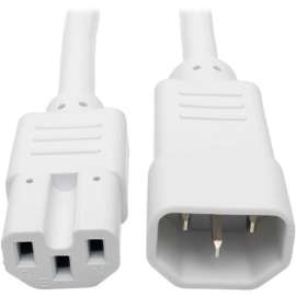 Tripp Lite Heavy Duty Computer Power Cord 15A 14AWG C14 to C15 White 2' 2ft, For PDU, UPS, 250 V AC Voltage Rating, 15 A Current Rating, White