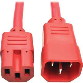 Tripp Lite Heavy Duty Computer Power Cord 15A 14AWG C14 to C15 Red 3' 3ft, For PDU, UPS, 250 V AC Voltage Rating, 15 A Current Rating, Red