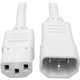 Tripp Lite Heavy Duty Power Extension Cord 15A 14 AWG C14 to C13 White 2', For Computer, Scanner, Printer, Monitor, Power Supply, Workstation, 230 V AC Voltage Rating, 15 A Current Rating, White