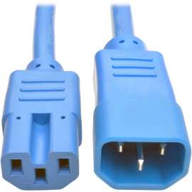 Tripp Lite Heavy Duty Computer Power Cord 15A 14AWG C14 to C15 Blue 3' 3ft, For PDU, UPS, 250 V AC Voltage Rating, 15 A Current Rating, Blue
