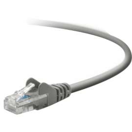 Belkin Cat5e Patch Cable, RJ-45 Male, RJ-45 Male, 12ft, Gray