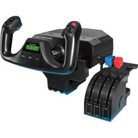 Logitech Saitek Flight Yoke System Professional Simulation Yoke and Throttle Quadrant, Cable, USB, PC, Mac, 4 ft Cable