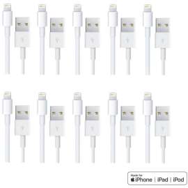 4XEM 10 Pack 3Ft 1M charging data and sync Cable For Apple iphone 5 5s 6 6s 6plus 7 7plus, Family pack of Lightning to USB data sync cable forApple iPad, iPhone, iPod 3 ft 1 x Lightning Male Proprietary Connector, 1 x Type A Male USB connector 10 pack