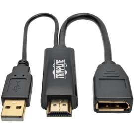 Tripp Lite HDMI to DisplayPort Active Converter 4Kx2K w/ USB Power M/F 6in 6", DisplayPort/HDMI/USB for Audio/Video Device, Monitor, Blu-ray Player, Projector, 6", 1 x DisplayPort Female Digital Audio/Video, 1 x Type A Female USB, 1 x HDMI Male Digital Au
