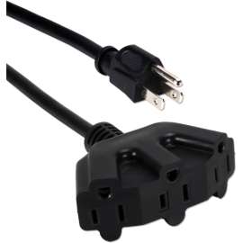 QVS 15ft Three Angle Outlet 3-Prong Power Extension Cord, NEMA 5-15P, 3 x NEMA 5-15R, 10 ft Cord, 13 A Current