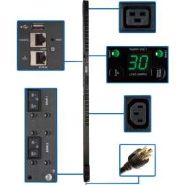 Tripp Lite PDU Switched 5/5.8kW 208/240V, 20 C13 4 C19, LX Platform Interface, 0URM Rackmount Vertical TAA, Switched, NEMA L6-30P, 4 x IEC 60320 C19, 20 x IEC 60320 C13, 230 V AC