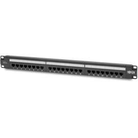 Tripp Lite Cat6 24-Port Patch Panel PoE+ Compliant 110/Krone 568A/B RJ45 Ethernet 1U Rack-Mount TAA, 24 Port(s), 24 x RJ-45, 1U High, Black