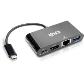 Tripp Lite, Pro Av Tripp Lite USB C to HDMI Multiport Adapter Docking Station USB Type C to HDMI Black, Thunderbolt 3 Compatible, USB Type C, USB-C, USB Type-C, for Notebook/Tablet PC/Desktop PC/Smartphone, 60 W, USB Type C