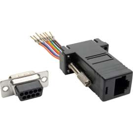 Tripp Lite DB9 to RJ45 Modular Serial Adapter (M/F) RS-232 RS-422 RS-485, 1 x DB-9 Male Serial, 1 x RJ-45 Female Network, Black