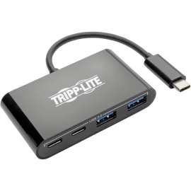 Tripp Lite USB C Hub Adapter Portable w 2x USB Type C & 2x USB-A Black, USB Type C, External, 4 USB Port(s), 2 USB 3.0 Port(s)