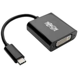 Tripp Lite, Pro Av Tripp Lite USB C to DVI Adapter Converter, USB 3.1, Thunderbolt 3, 1080p, M/F, Black, USB Type C, USB-C, USB Type-C, DVI/USB for Smartphone, Chromebook, Projector, Monitor, Video Device, Notebook, Tablet, MacBook, 640 MB/s