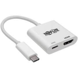 Tripp Lite, Pro Av Tripp Lite USB C Adapter Converter 4K HDMI PD Charging USB Type C M/F White, 6" HDMI/Thunderbolt 3 A/V Cable for Smartphone, Chromebook, Projector, Monitor, Tablet, MacBook, Audio/Video Device, Notebook, TV, First End: 1 x USB Type C Ma