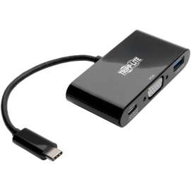 Tripp Lite - Pro Av Tripp Lite USB C to VGA Multiport Adapter Converter w/ USB Hub PD Charging 1080p Black, Thunderbolt 3 Compatible, USB Type C, USB-C, USB Type-C - for Notebook/Tablet PC/Desktop PC/Smartphone - 60 W - USB Type C - 3 x USB Ports