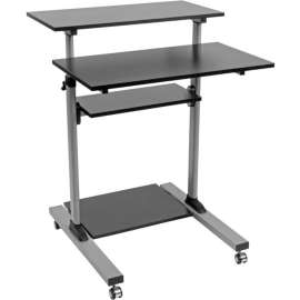 Tripp Lite Rolling Standing Desk/Workstation on Wheels, Height Adjustable, Mobile, 132.28 lb Load Capacity, 4 x Shelf(ves), Floor, Medium Density Fiberboard (MDF), Steel