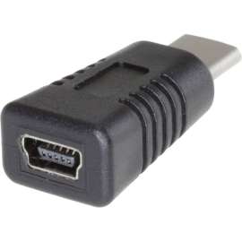 4XEM USB Type-C to USB Type-B Mini Adaptor, 1 Pack, 1 x Type C USB 2.0 USB Male, 1 x Type B USB 2.0 Mini USB Female, Black