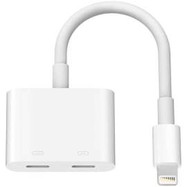 4XEM Dual Port 8 Pin Lightning Splitter, 2.66" Lightning Data Transfer Cable for iPhone, iPad, Mobile Device, First End: 1 x 8-pin Lightning, Male, Second End: 2 x 8-pin Lightning