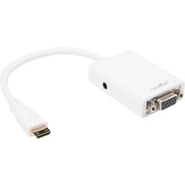 Rocstor Premium 6in Mini HDMI to VGA Adapter Converter for Digital Still Camera / Video Camera - 1920x1080 - HDMI/VGA for Video Device, Projector, Monitor, Tablet PC, Camera - 15cm - 1 Pack - 1 x HDMI Mini Type C Digital Audio/Video - 1 x HD-15 Fema