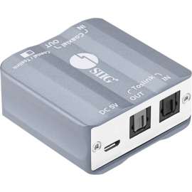 SIIG Toslink/Coaxial Bi-directional Audio Converter, High quality bi-directional Coaxial (RCA) to Toslink Optical or Toslink Optical to Coaxial (RCA) audio converter, 24-bit audio depth, sample rate up to 192KHz- Metal, TAA Compliant