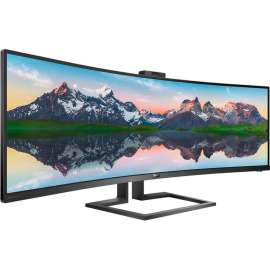 Philips Brilliance 499P9H 48.8" Webcam Dual Quad HD (DQHD) Curved Screen LCD Monitor - 32:9 - Textured Black - 49" Class - Vertical Alignment (VA) - WLED Backlight - 5120 x 1440 - 16.7 Million Colors - Adaptive Sync (DisplayPort/HDMI) - 450 Nit - 5