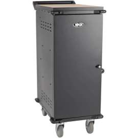 Tripp Lite AC Charging Cart Storage Station 27Port Chromebook Laptop Tablet - Wood, Steel - 26" Width x 28.8" Depth x 43.1" Height - For 27 Devices