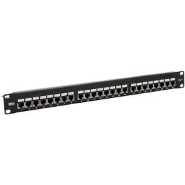 Tripp Lite Cat5e / Cat6 Patch Panel 24-Port Shielded Krone IDC 568B RJ45 1U - 24 Port(s) - 24 x RJ-45 - 1U High - Black - Rack-mountable - TAA Compliant
