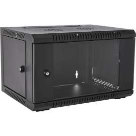 V7 6U Rack Wall Mount Glass Door Enclosure, For LAN Switch, Patch Panel, 6U Rack Height x 15.35" Rack Width, Wall Mountable, Floor Standing, Black