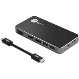 SIIG Triple Display USB-C MST Video Travel Docking with 100W PD Pass Through, Supports Single 4K @30Hz Ultra HD Video Output or Dual Full-HD 1080p, MacOS Not Supported