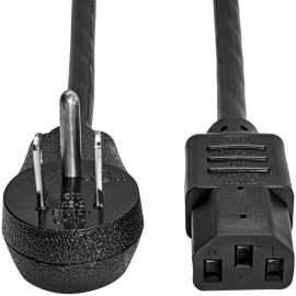 Tripp Lite Computer Power Cord Right-Angle 5-15P to C13 10A 125V 18AWG 3ft, For Desktop Computer, Monitor, Printer, Scanner, 125 V AC / 10 A, Black