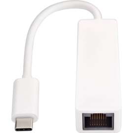 V7 White USB Video Adapter USB-C Male to RJ45 Male, 3.94" RJ-45/USB Network Cable for Network Device, Computer, First End: 1 x USB Type C, Male, Second End: 1 x RJ-45 Network