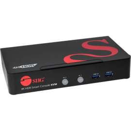 SIIG 2-Port HDMI 4K60Hz HDR Smart Console KVM Switch with USB 3.0 Multi-Media, HDMI 18Gbps Single Monitor, USB 3.0 Hub / 2x USB HID / Audio / Hotkey Switching, 2 Port HDMI KVM Switch, USB-A 5Gbps