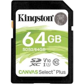 Kingston Canvas Select Plus 64 GB Class 10/UHS-I (U1) SDXC, 1 Pack, 100 MB/s Read, Lifetime Warranty