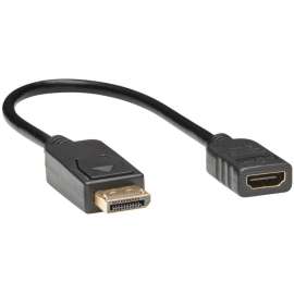 Tripp Lite DisplayPort to HDMI Video Adapter Converter, M/F, 1 ft., DP to HDMI Black, 1 ft DisplayPort/HDMI A/V Cable for Audio/Video Device, Notebook, PC, HDTV, Monitor, Computer, Projector, TV, First End: 1 x DisplayPort Male Digital Audio/Video, Second