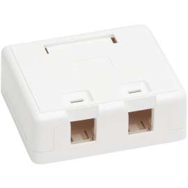 Tripp Lite Surface-Mount Box for Keystone Jack 2-Port Wall Celling White, 2 x Total Number of Socket(s), White, Acrylonitrile Butadiene Styrene (ABS), TAA Compliant