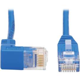 Tripp Lite Cat6 Ethernet Cable Down Right Angled Slim Molded M/M Blue 10ft - 10 ft Category 6 Network Cable for Network Device, Router, Server, Switch, Workstation, VoIP Device, Printer, Computer, Photocopier, Modem, Patch Panel, ... - First End: 1