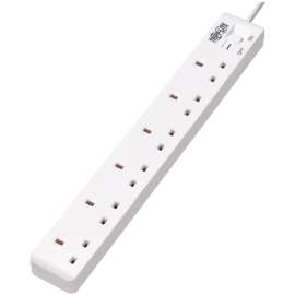 Tripp Lite Power Strip 6-Outlet British BS1363A 220-250V AC 13A 1.8M Cord - British - 6 x BS 1363/A - 5.91 ft Cord - 13 A Current - 230 V AC Voltage - Wall Mountable, Desk Mountable - White