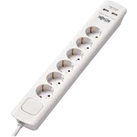 Tripp Lite Surge Protector Power Strip 6-Outlet German Schuko USB Charging, 6 x Schuko Type F, 2 x USB, 250 J, 230 V AC Input