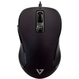 V7 MU300 PRO USB 6-Button Wired Mouse with Adjustable DPI, Black, Cable, Black, USB