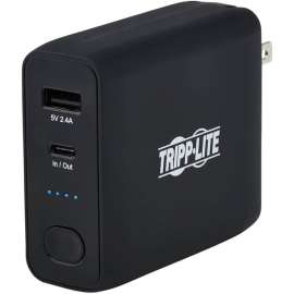 Tripp Lite Portable USB Mobile Power Bank Battery Wall Charger Combo 5K mAh - For USB Type C Device, USB Device, Smartphone, Tablet PC, Mobile Device, e-book Reader, AirPod, Gaming Device, Android Device - Lithium Ion (Li-Ion) - 5000 mAh - 3 A - 5 V