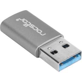 Rocstor Premium USB 3.0 to USB C Slim Aluminum Space Gray Adapter, USB Type-C, 1 x Type 1 x USB 3.0 Type Male, 1 x Type C Female USB, Aluminum Case