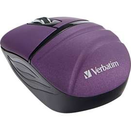 Verbatim Wireless Mini Travel Mouse, Commuter Series, Purple, Optical, Wireless, Radio Frequency